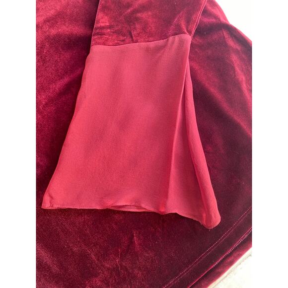 Page Burgundy Wine Velour Top Silk Cuffs Holiday SZ XL C100117 - Picture 4 of 8